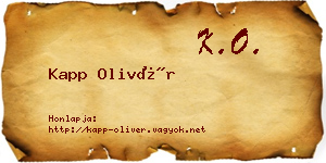 Kapp Olivér névjegykártya